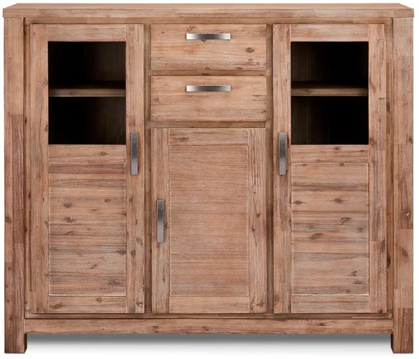 Atlantic vitrineskab - træ, m. 3 låger og 2 skuffer